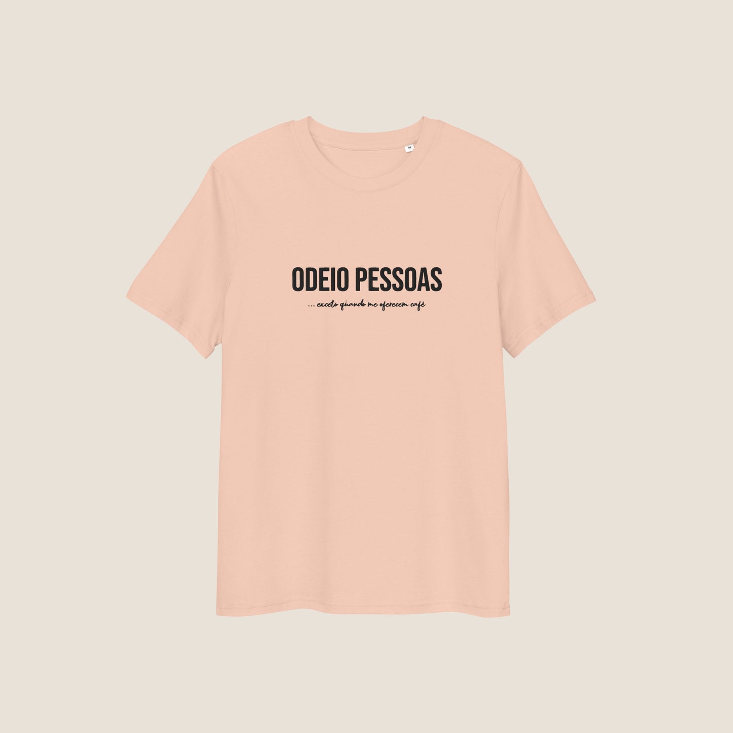 ODEIO PESSOAS (cafe) organic t-shirt in peach