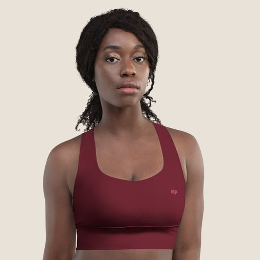 EMBER MOVE Top in burgundy with lipstick pink print, made from recycled fabric by Miss Piggy – Soulwear.