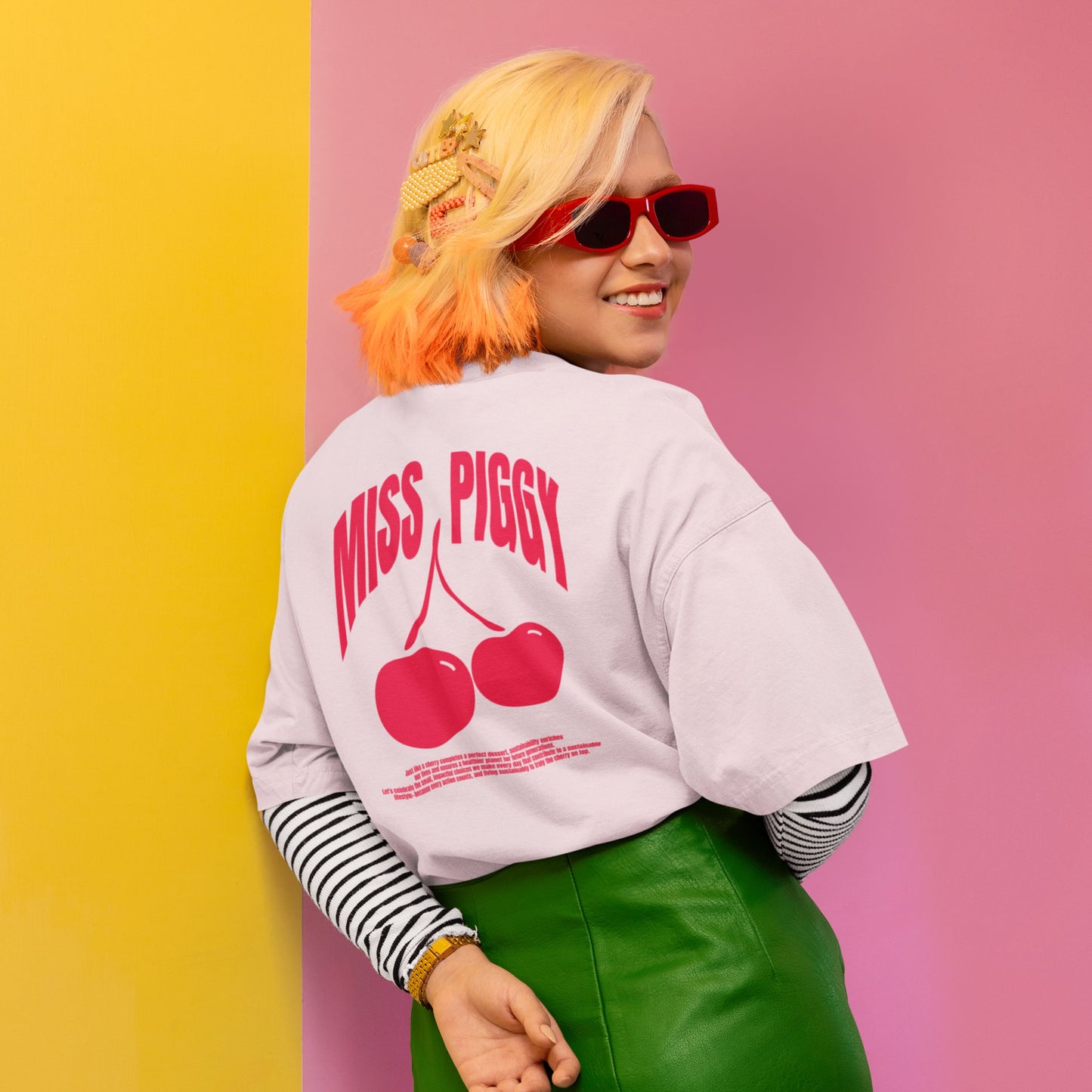 CHERRY organic t-shirt pink red