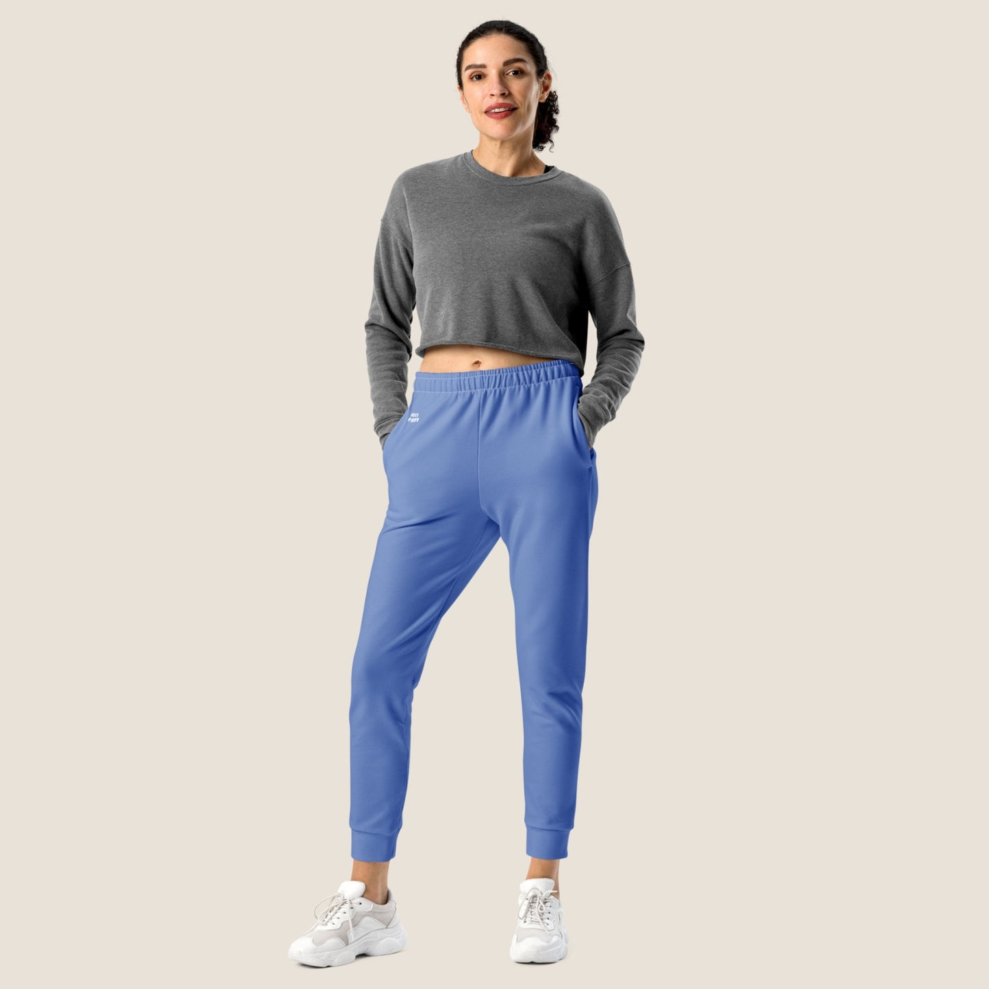 recycled woman jogger in cornflower blue