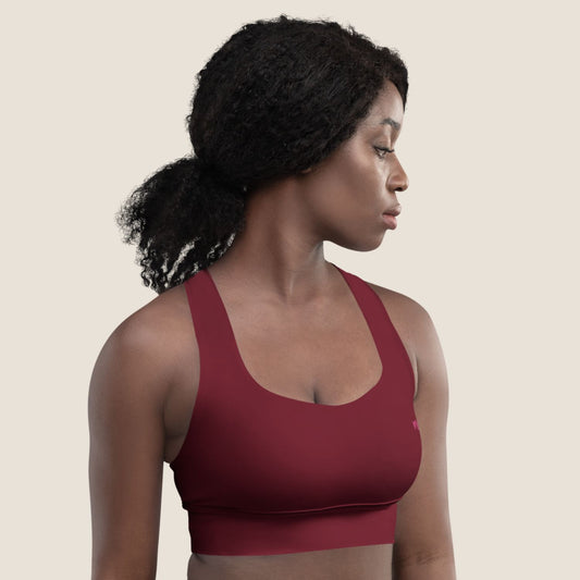 EMBER MOVE Top in burgundy with lipstick pink print, made from recycled fabric by Miss Piggy – Soulwear.