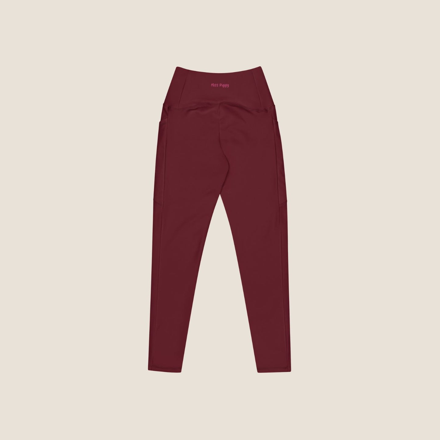 EMBER MOVE Leggings in burgundy with lipstick pink print, made from recycled materials.