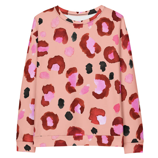 PRINT SWEATER red&pink