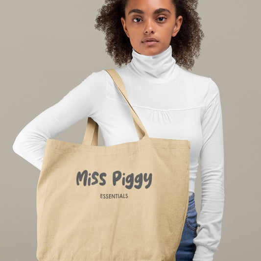 CARRY Shopper in oyster dark tone, organic cotton tote bag by Miss Piggy – Soulwear.