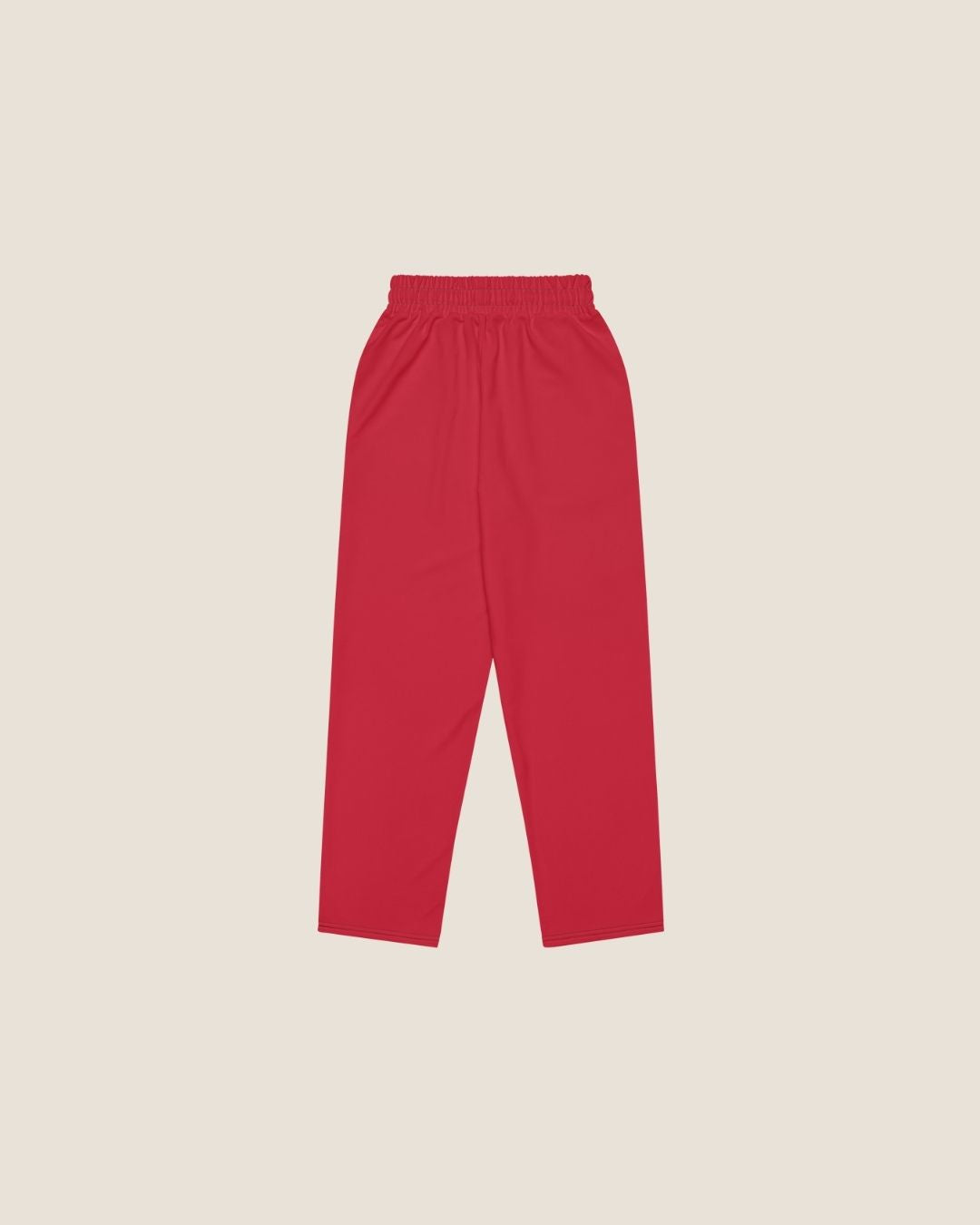 MISS PIGGY BASIC WIDE SWEATPANTS in red with off-white print, made from recycled materials.
