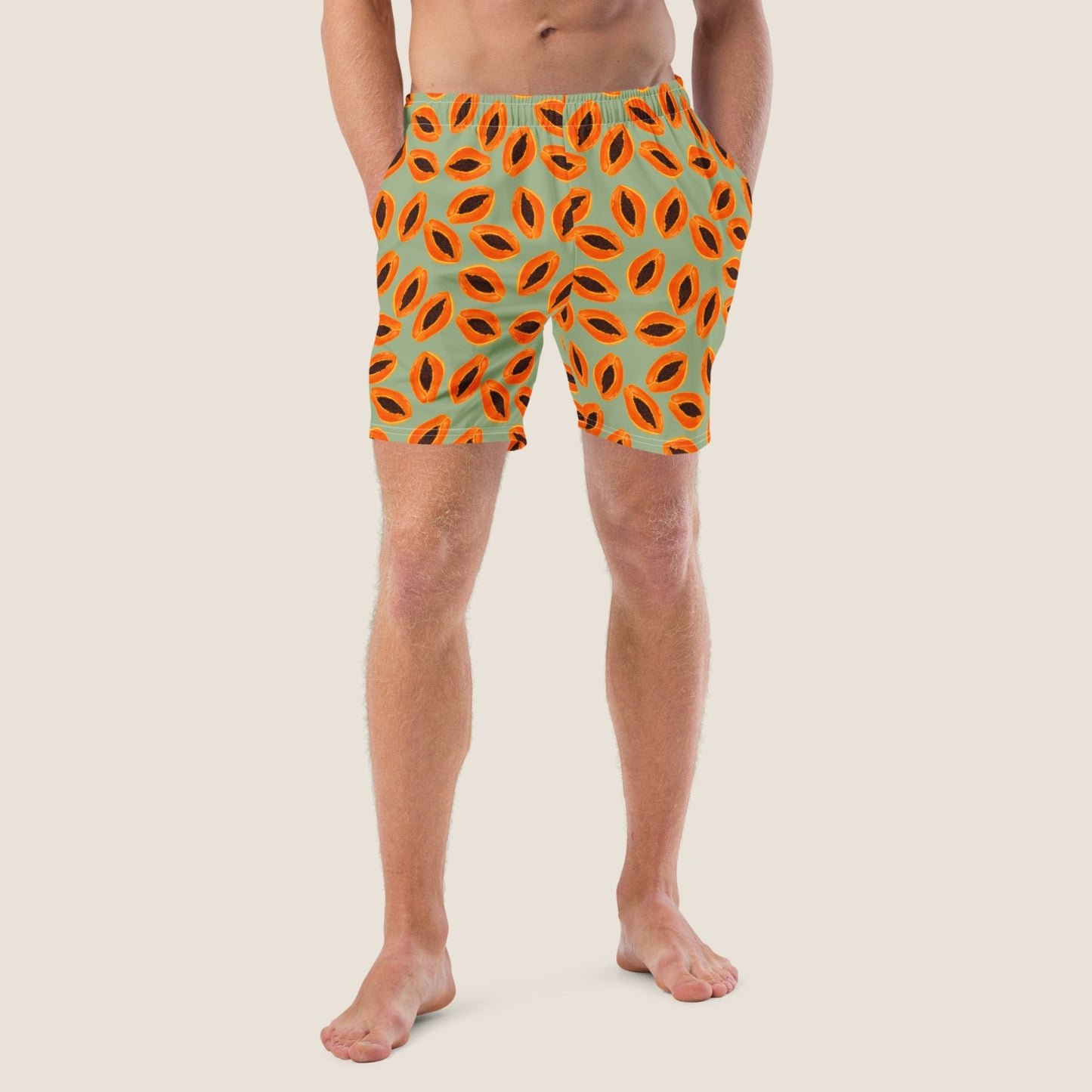 Papaya recycled swim shorts from Miss Piggy Soulwear.