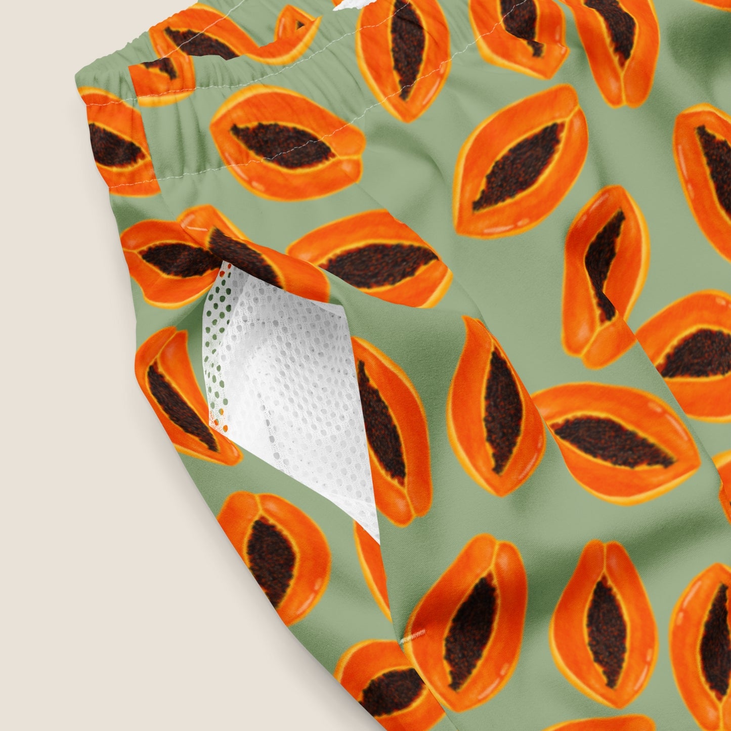 Papaya recycled swim shorts from Miss Piggy Soulwear.