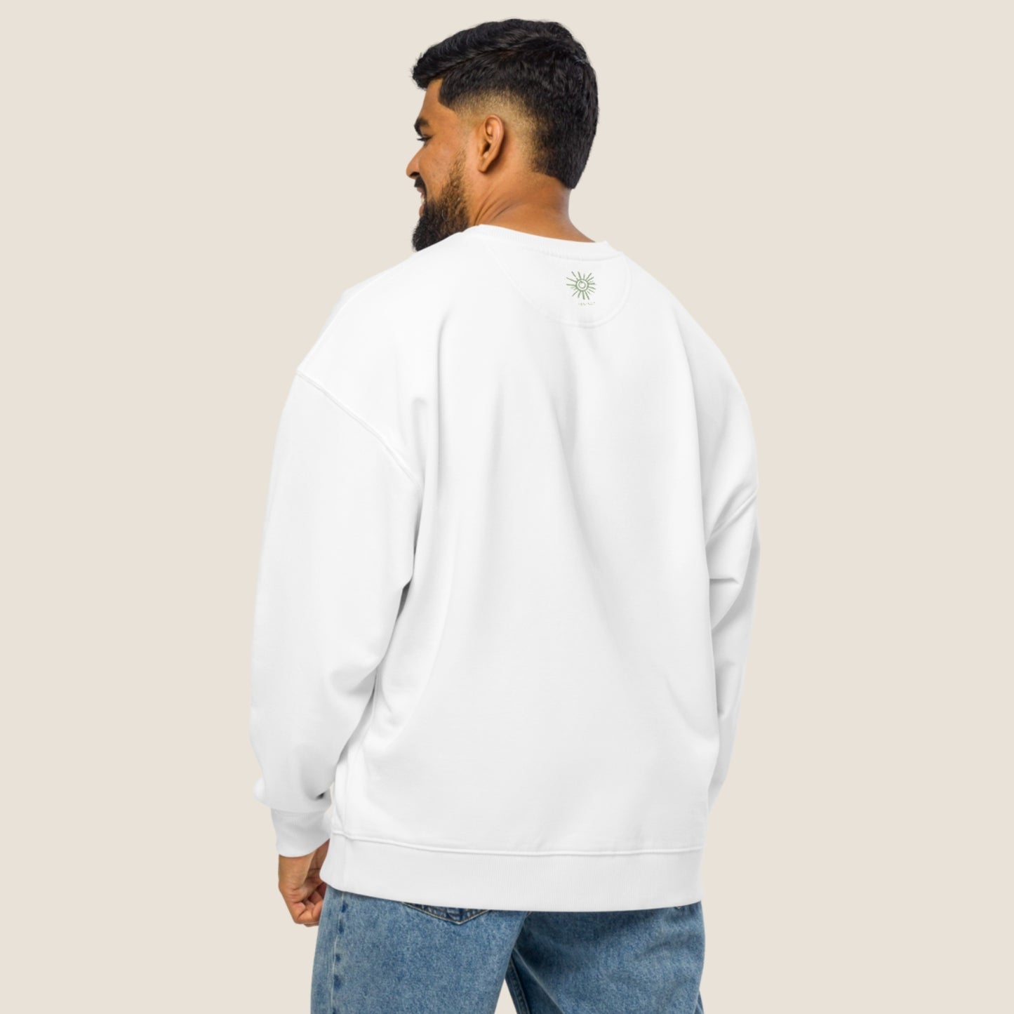 Organic oversized white sweater from Miss Piggy Soulwear collection.