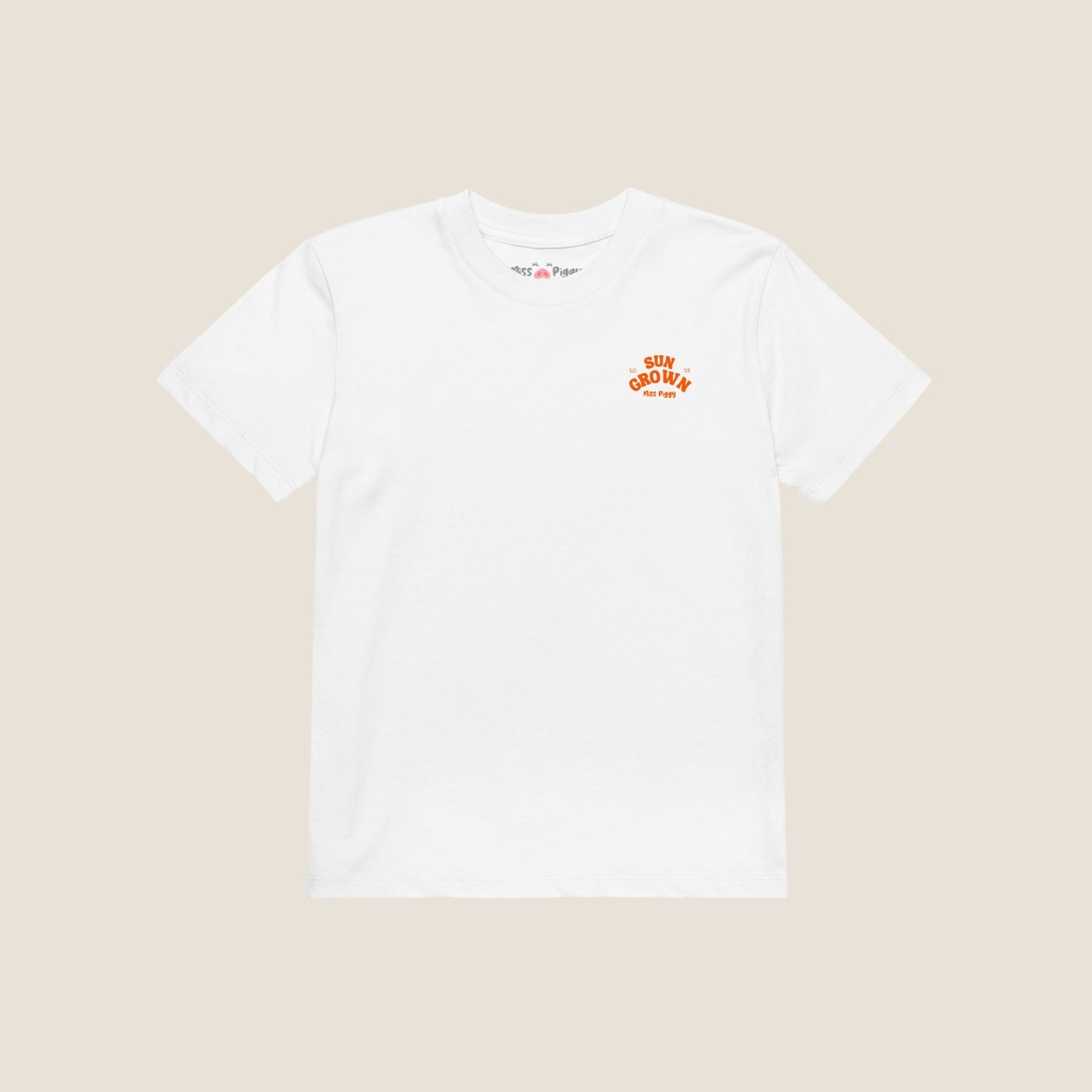 SUN GROW kids organic t-shirt by Miss Piggy – Soulwear Kids tee in white and orange print