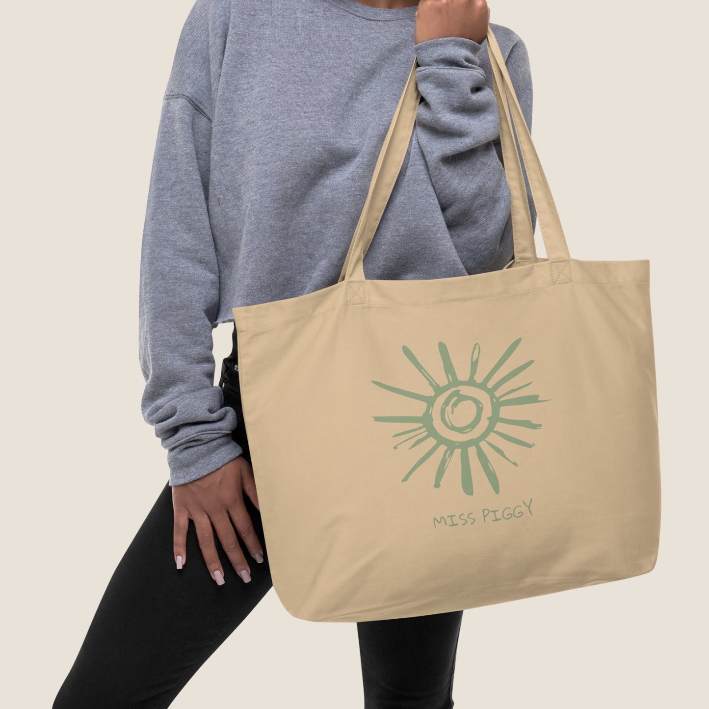 SUN large organic tote bag by Miss Piggy – eco-conscious summer carryall