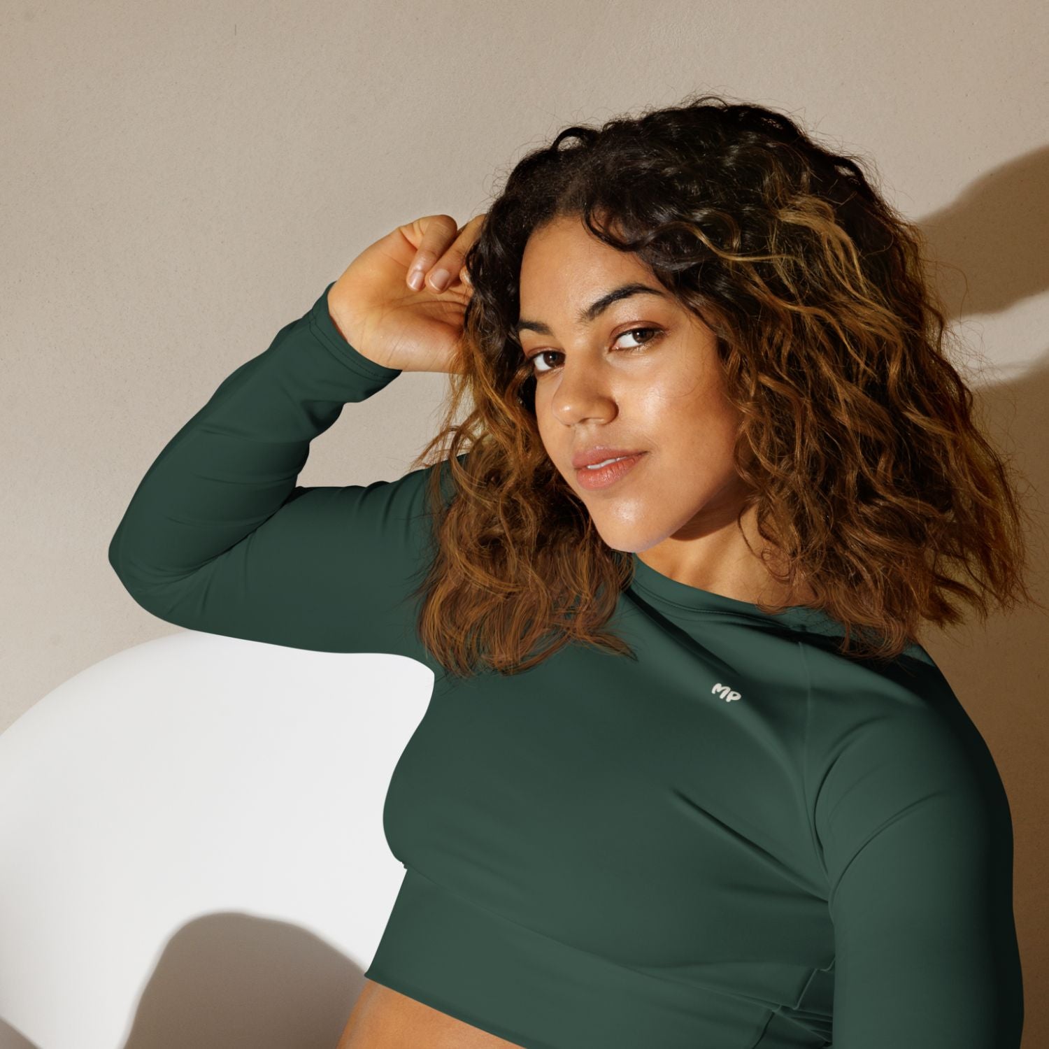 Soft activewear in natural light.