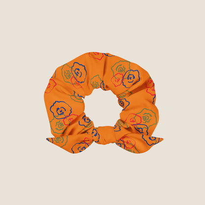 ORANGE FLOWERS Recycled Scrunchie