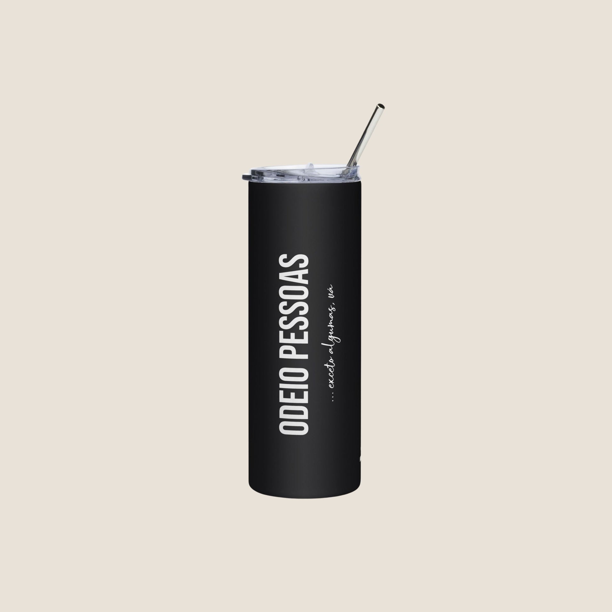 BLACK ODEIO PESSOAS (ALGUMAS) Stainless Steel Tumbler