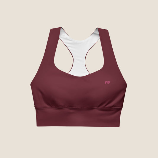 EMBER MOVE Top in burgundy with lipstick pink print, made from recycled fabric by Miss Piggy – Soulwear.