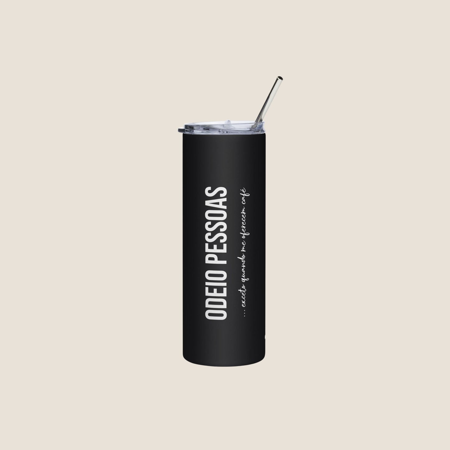 BLACK ODEIO PESSOAS (CAFE) Stainless Steel Tumbler