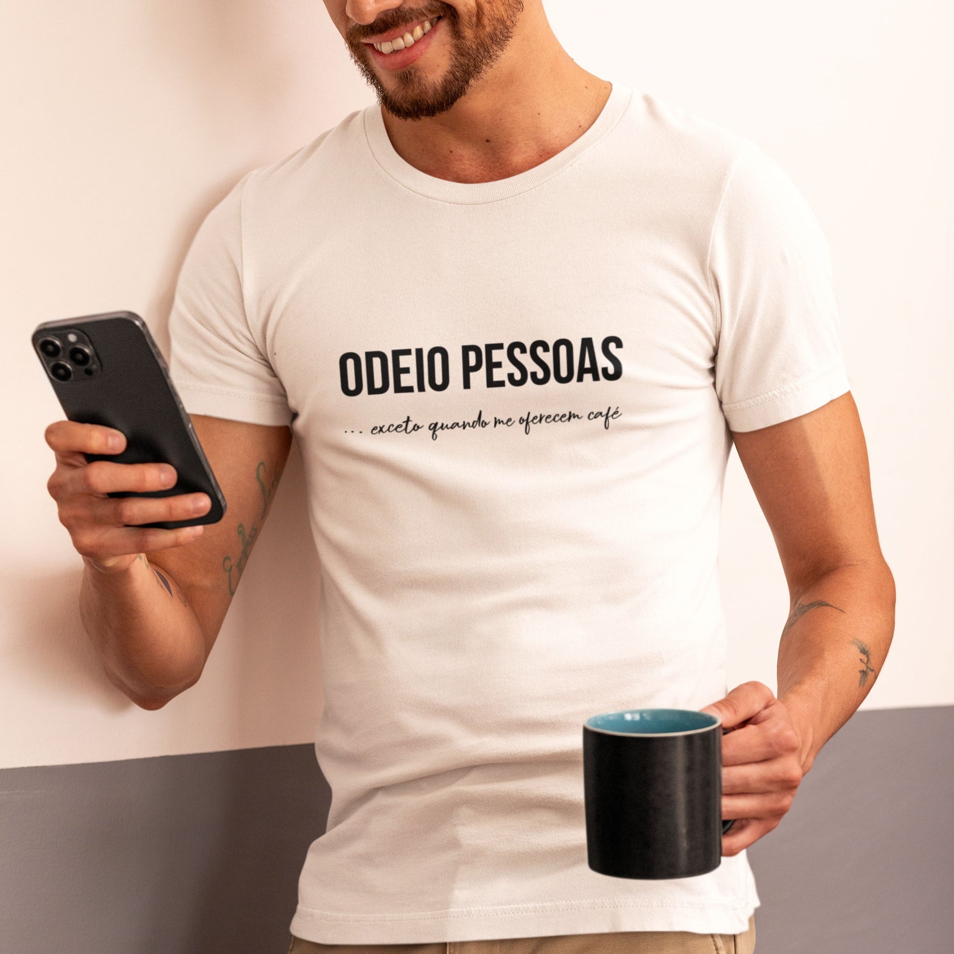 WHITE ODEIO PESSOAS (CAFE) Organic T-shirt