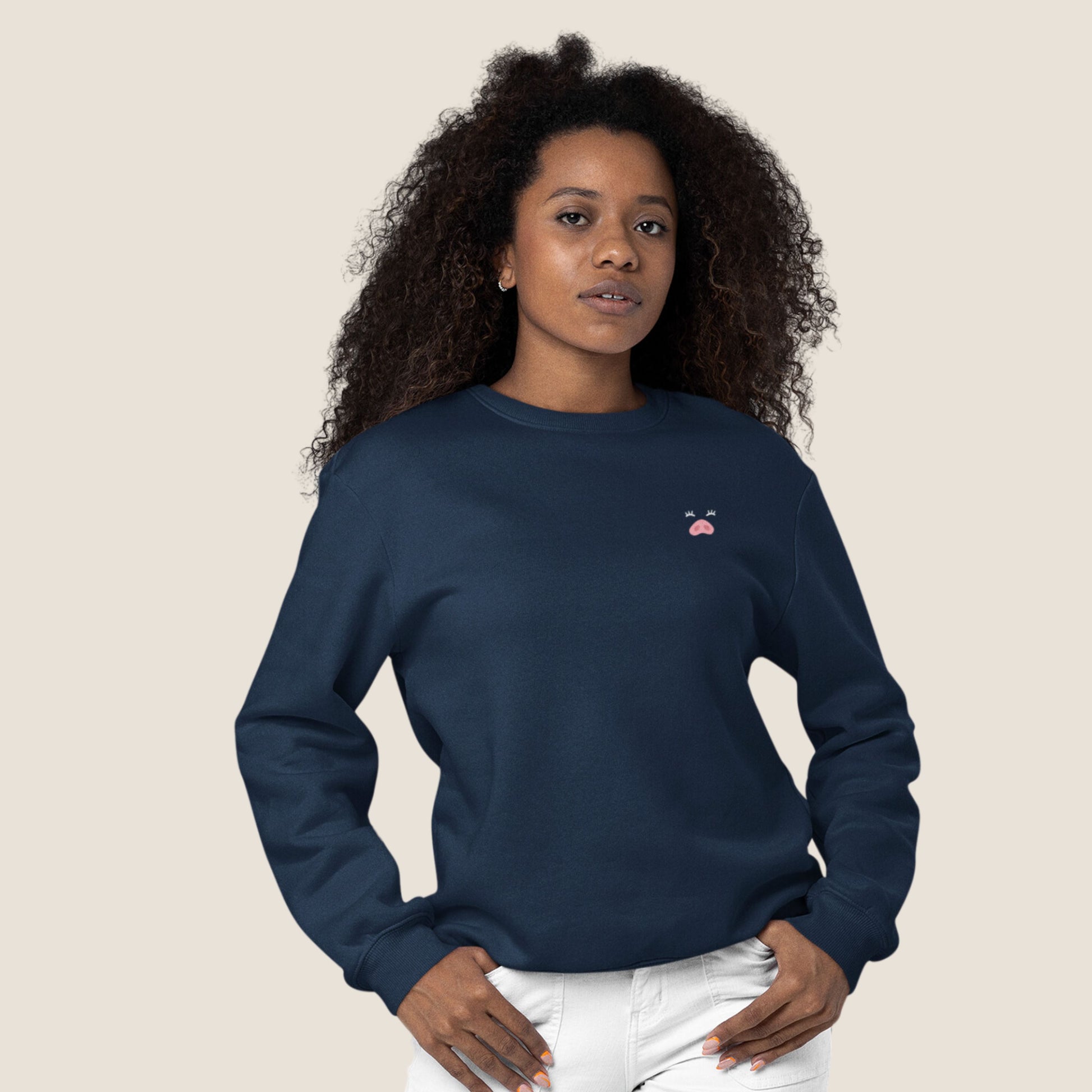 NAVY MISS PIGGY Logo Organic Sweater