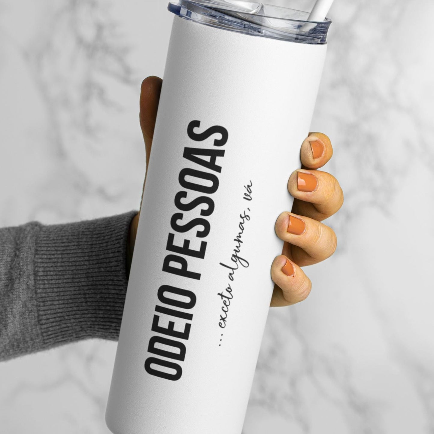 WHITE ODEIO PESSOAS (ALGUMAS) Stainless Steel Tumbler