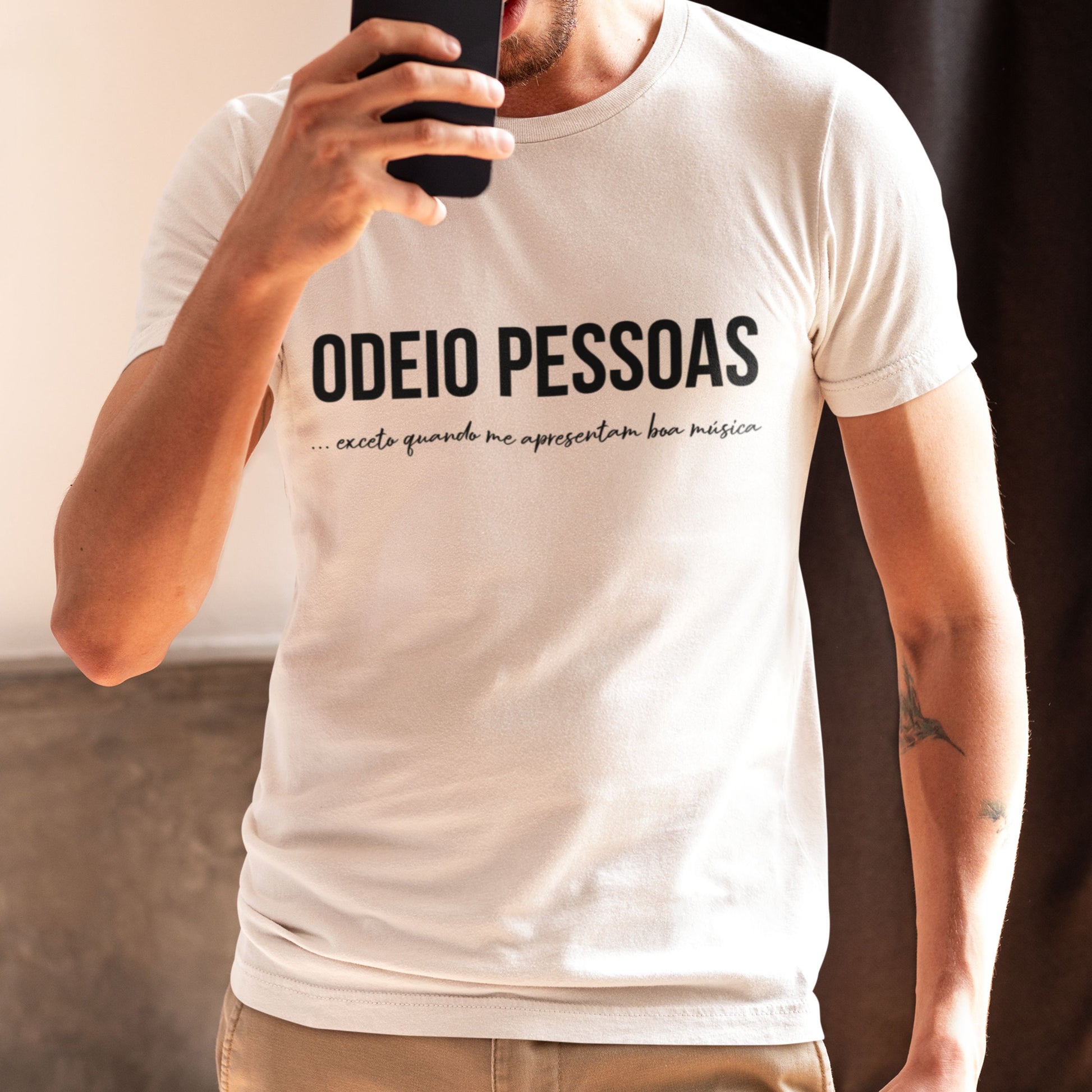 WHITE ODEIO PESSOAS (MUSICA) Organic T-shirt