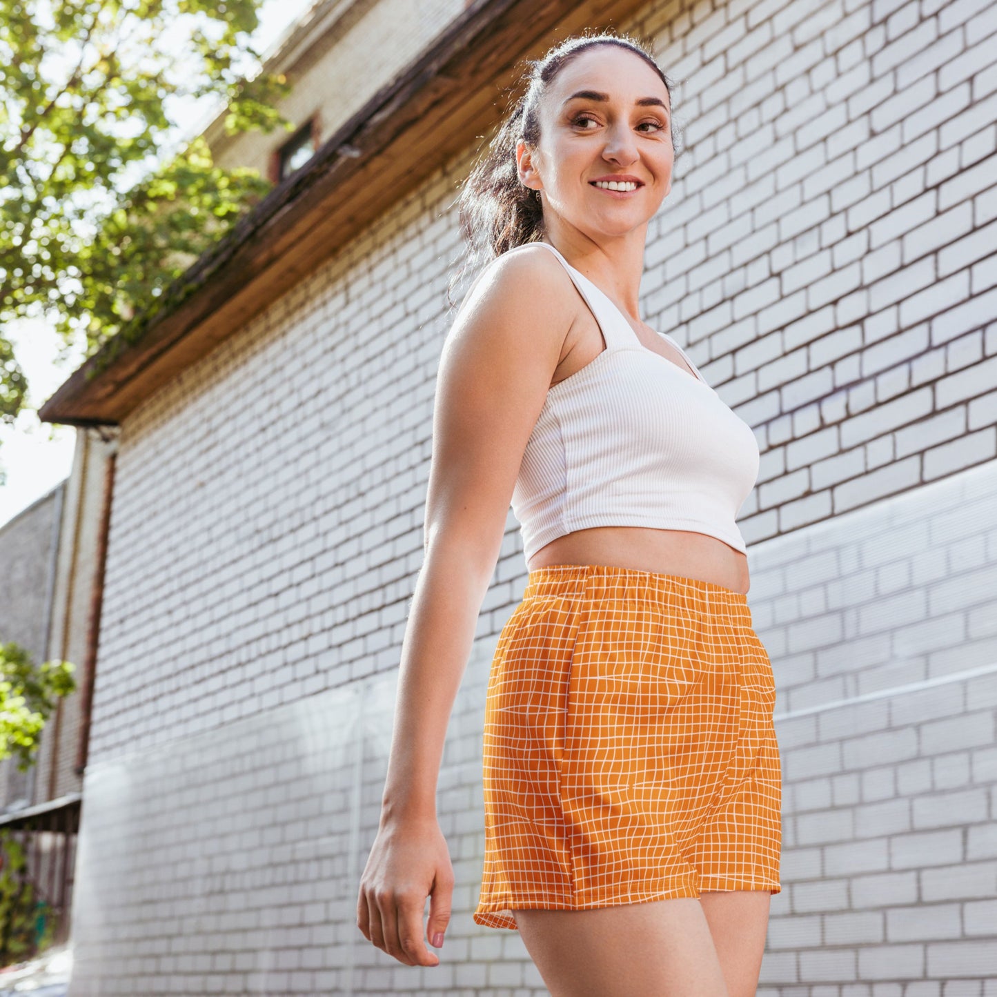 ORANGE SQUARES Recycled Shorts