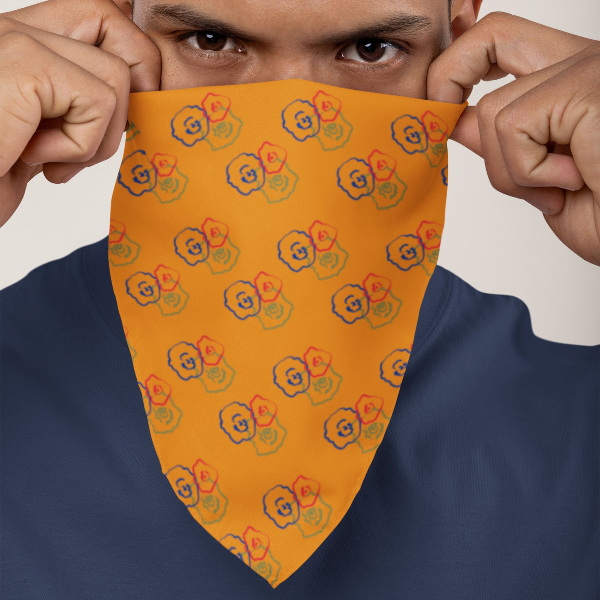 ORANGE FLOWERS Recycled Bandana