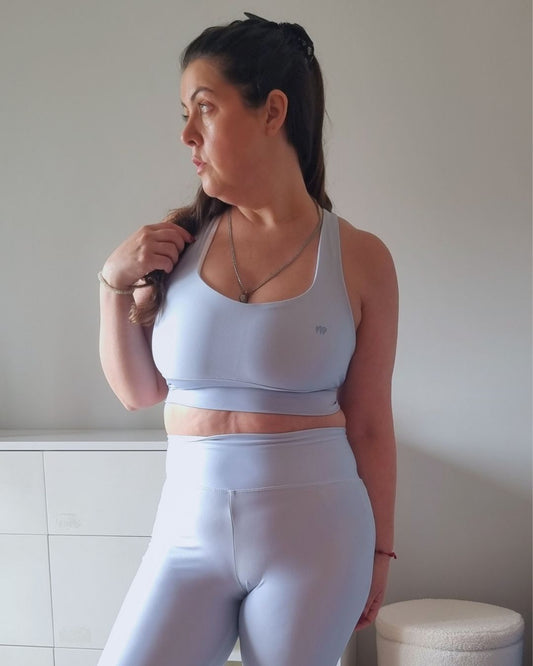 BREATH BLUE MOVE Top made from recycled fabric by Miss Piggy Soulwear.