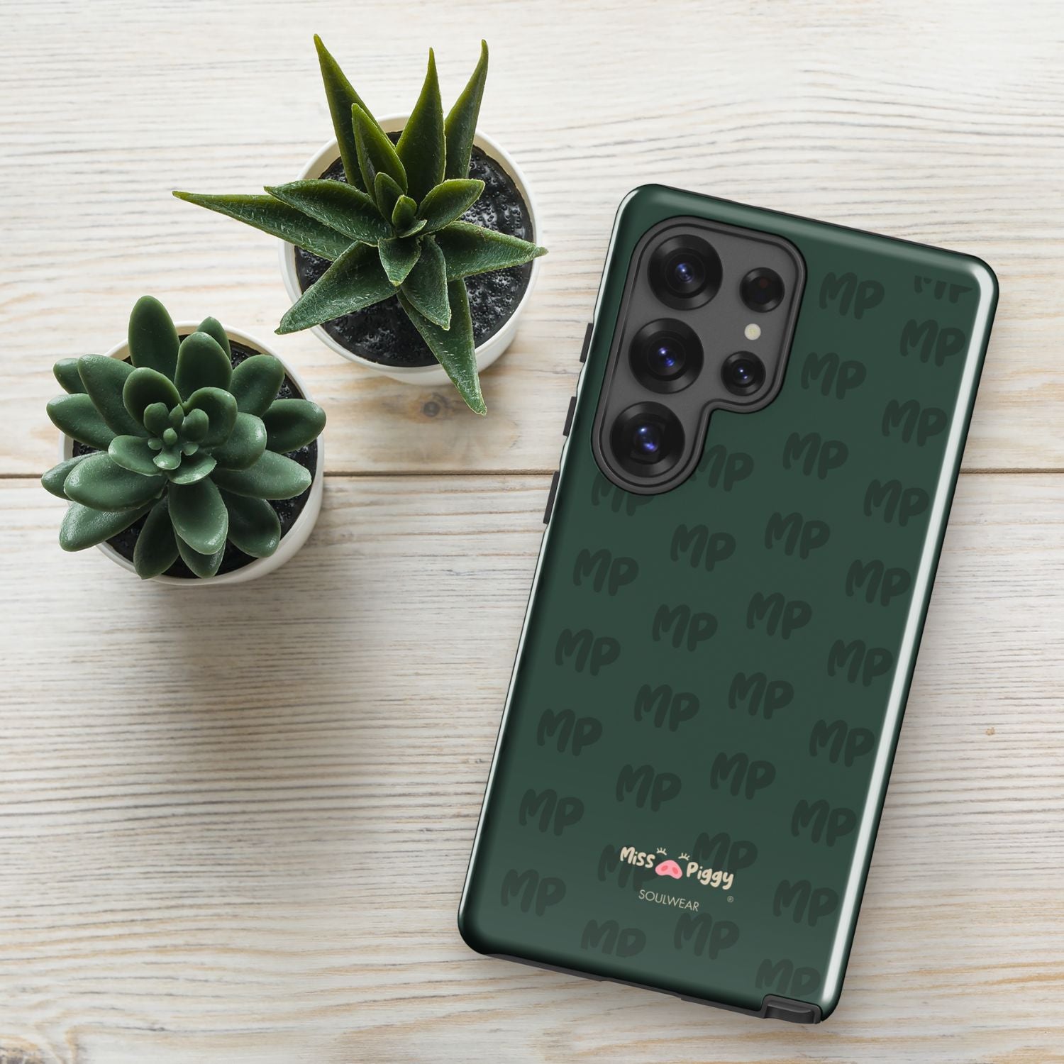 MISS PIGGY MONOGRAM forest green tough phone case for Samsung.