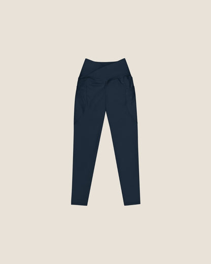 ABYSS MOVE Leggings in navy with blue print, made from recycled materials.