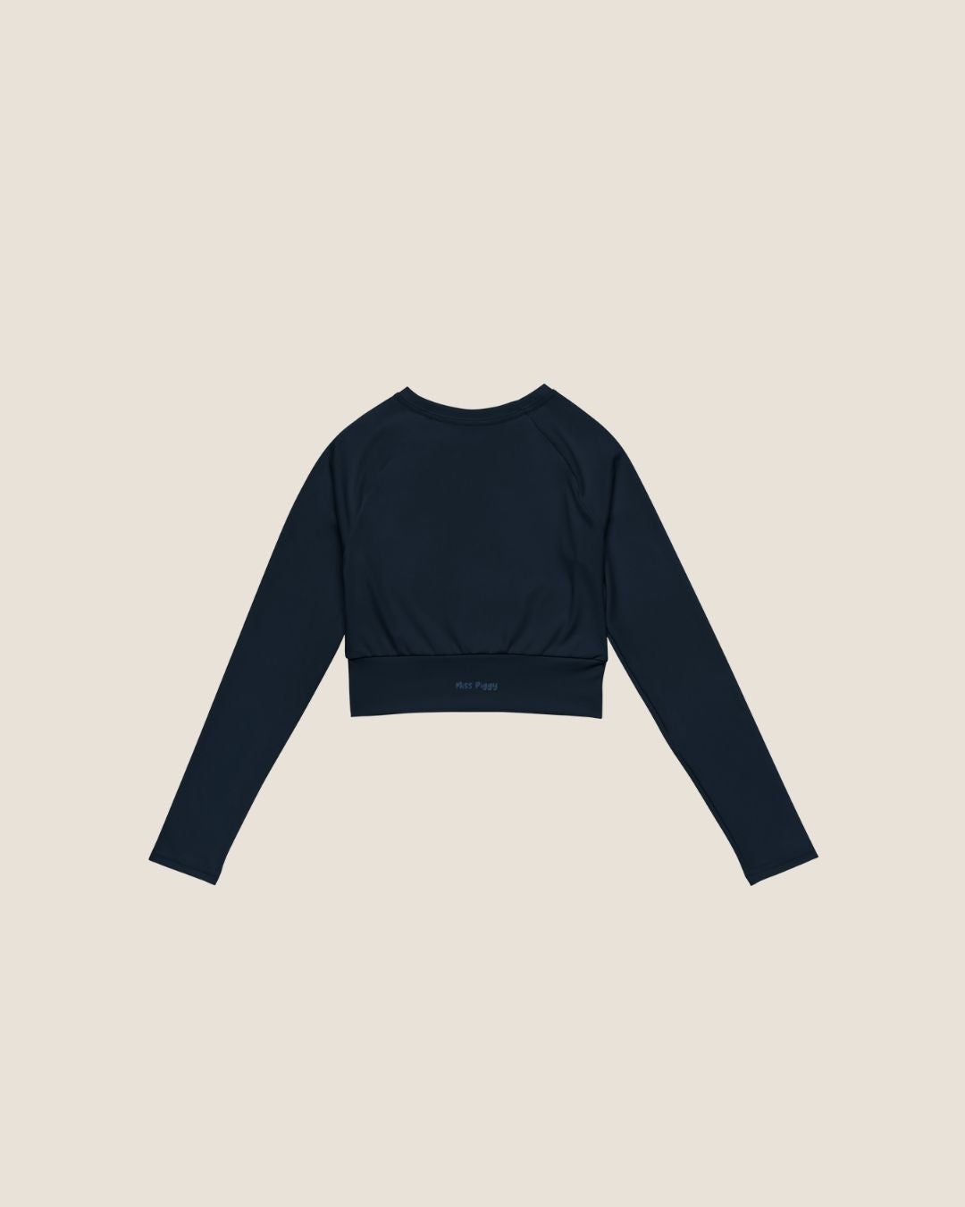 Long sleeve ABYSS MOVE Layer in navy with blue print, sustainable activewear by Miss Piggy.