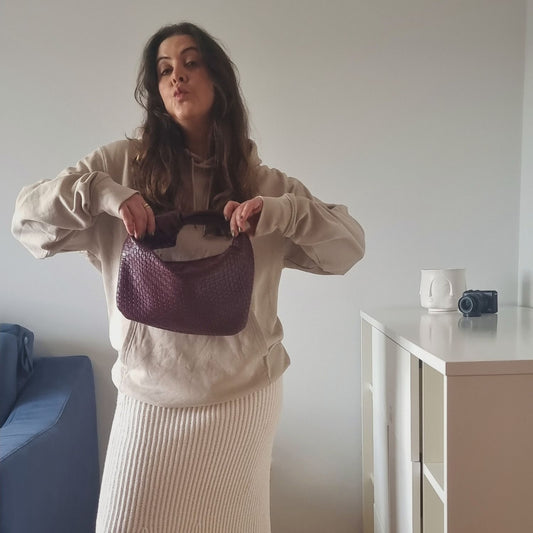 CALM Organic Hoodie in desert beige with camel print, sustainable comfort made from organic cotton.