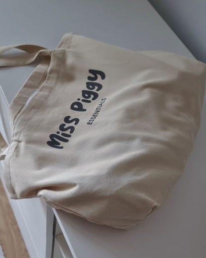 CARRY Shopper in oyster dark tone, organic cotton tote bag by Miss Piggy – Soulwear.