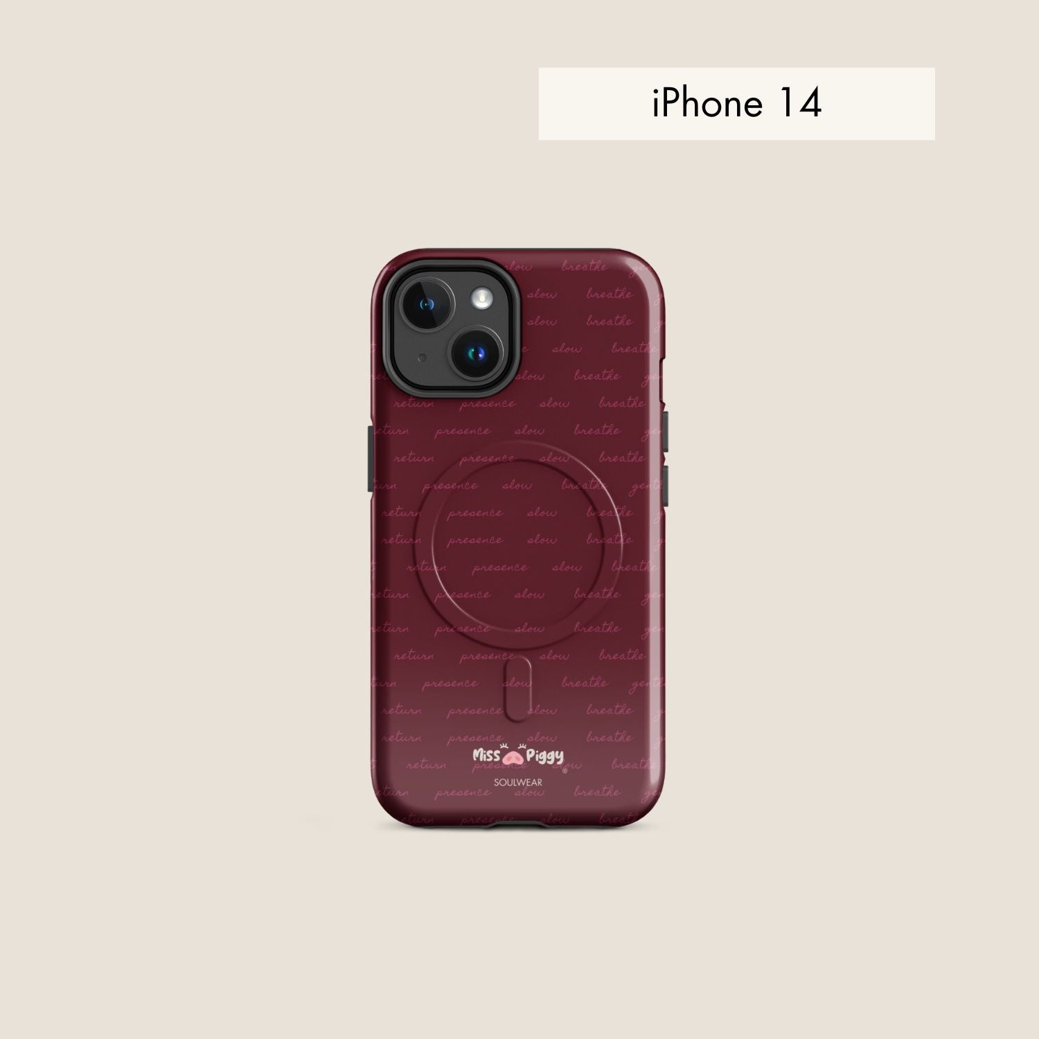 MESSAGE burgundy magsafe phone case for iPhone.