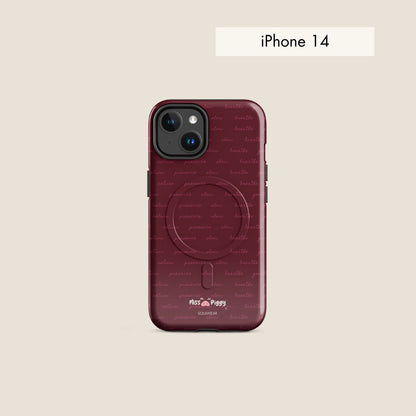 MESSAGE burgundy magsafe phone case for iPhone.