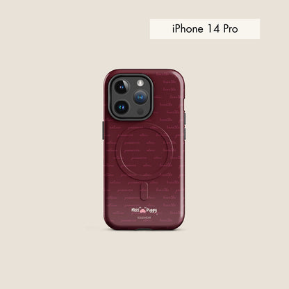 MESSAGE burgundy magsafe phone case for iPhone.