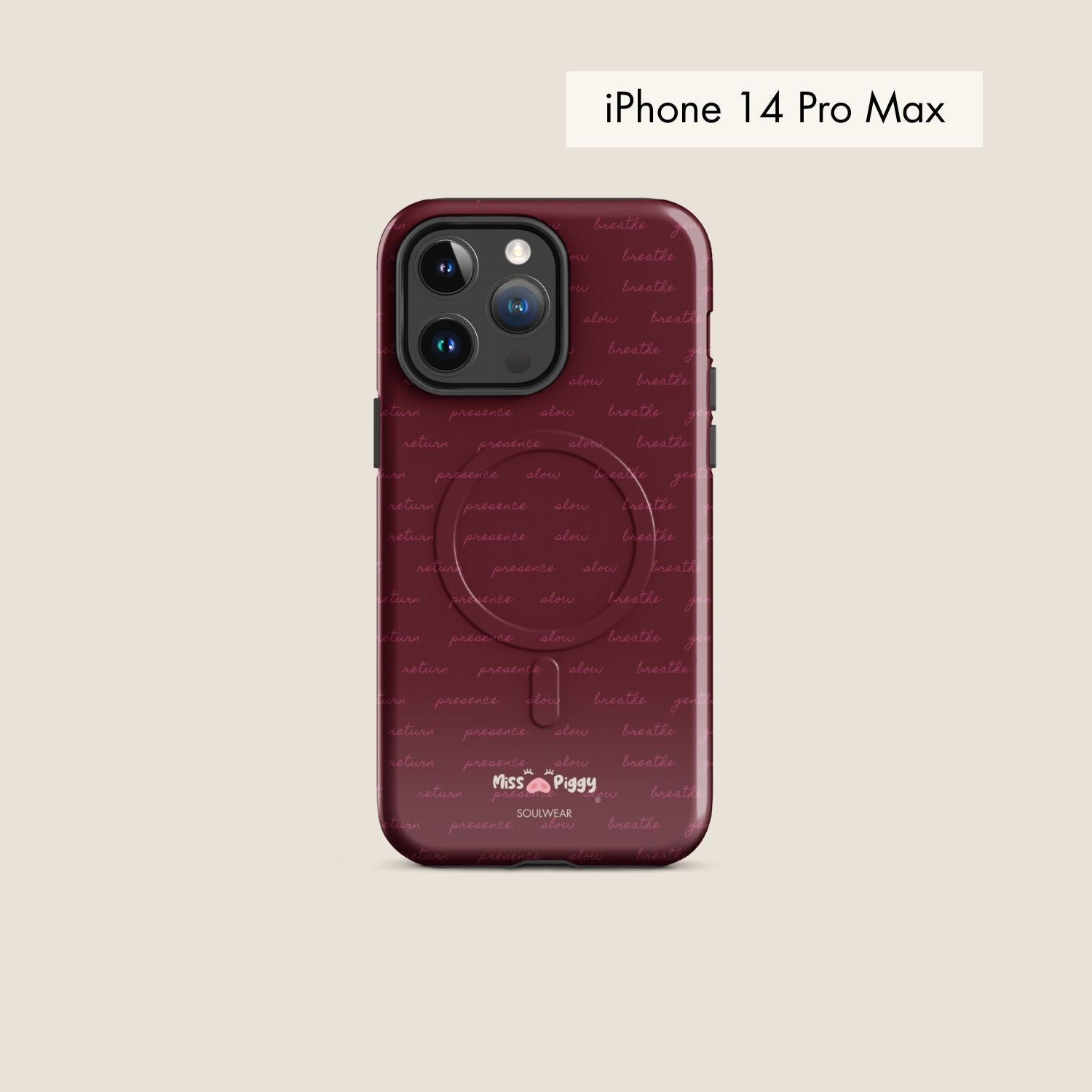MESSAGE burgundy magsafe phone case for iPhone.