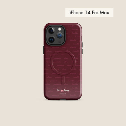 MESSAGE burgundy magsafe phone case for iPhone.