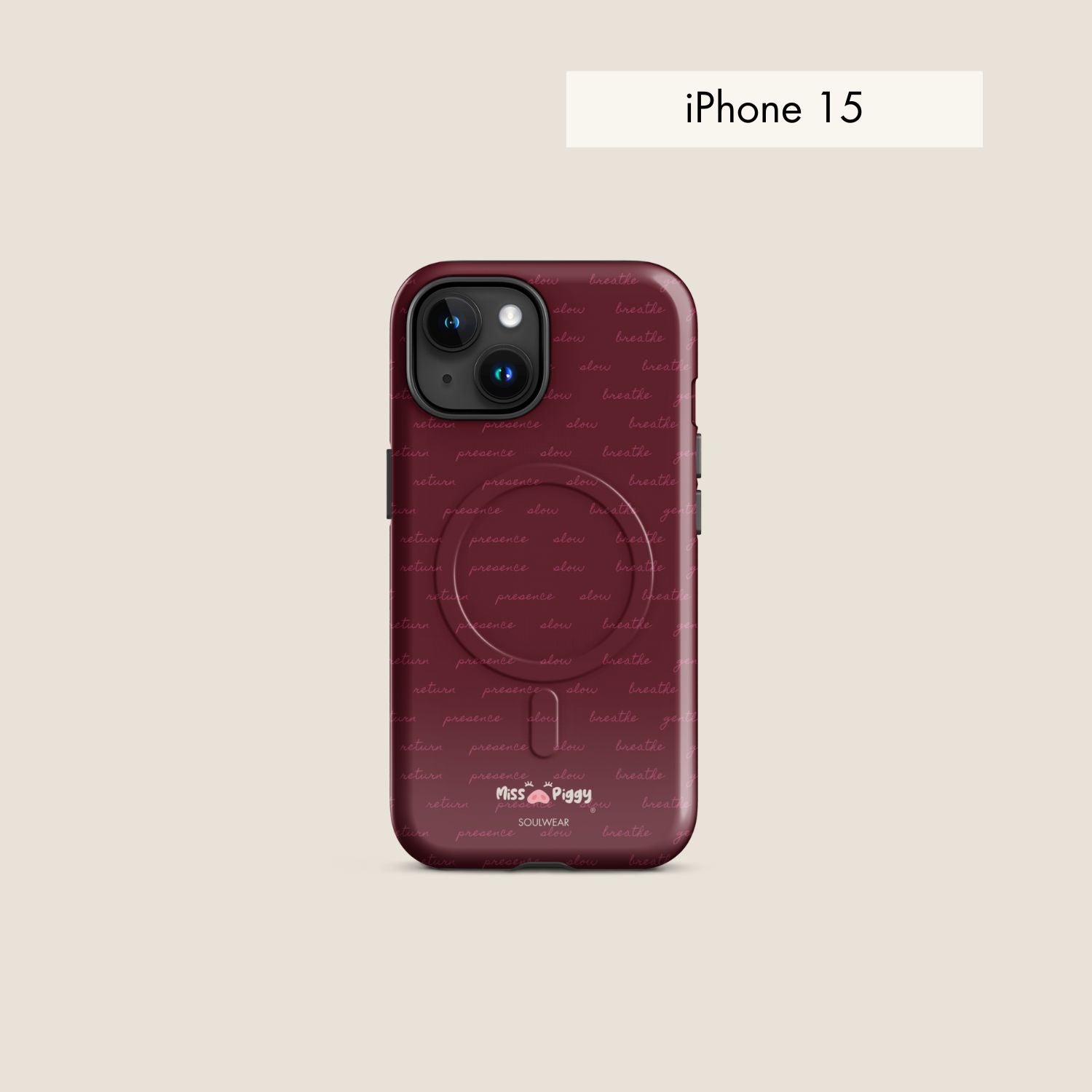 MESSAGE burgundy magsafe phone case for iPhone.