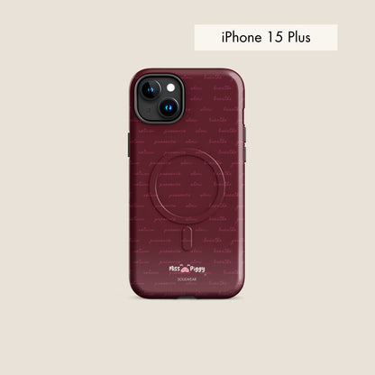 MESSAGE burgundy magsafe phone case for iPhone.