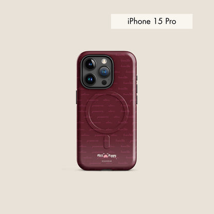MESSAGE burgundy magsafe phone case for iPhone.