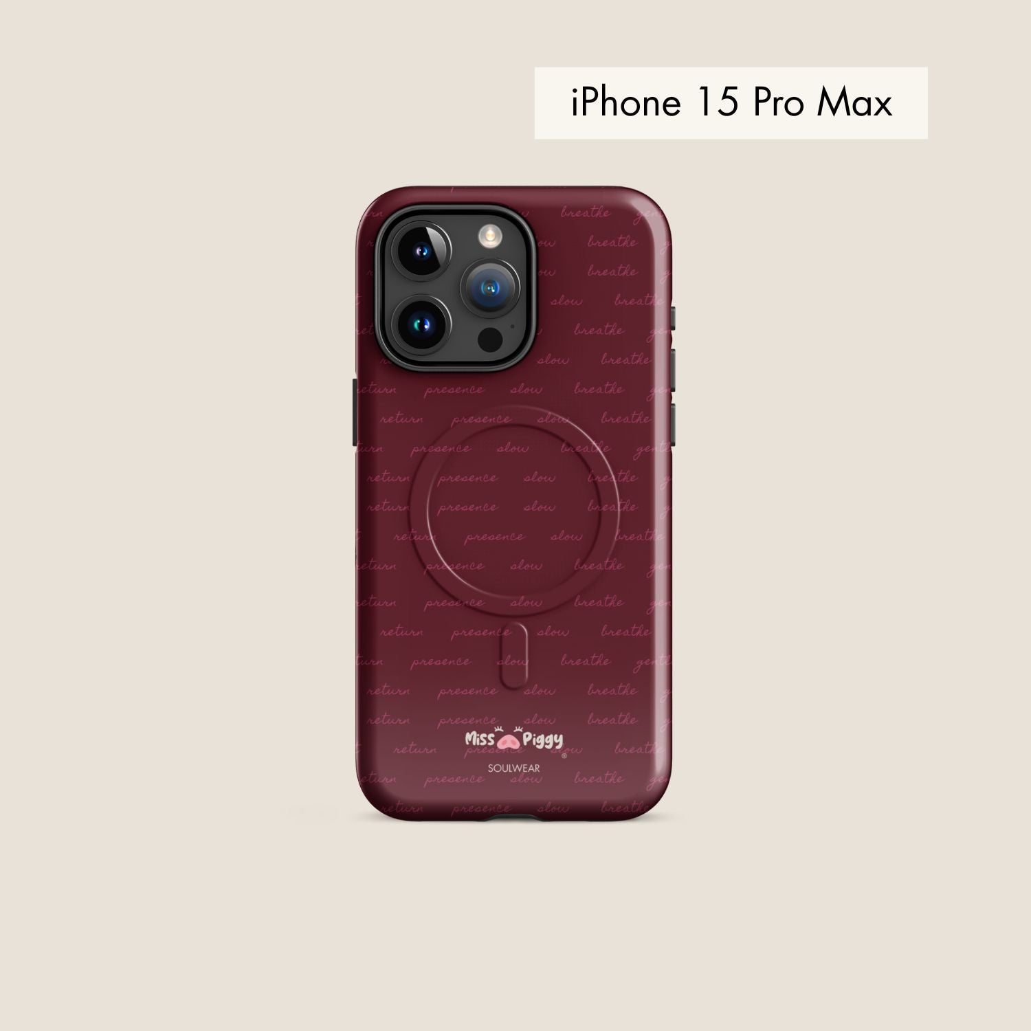 MESSAGE burgundy magsafe phone case for iPhone.