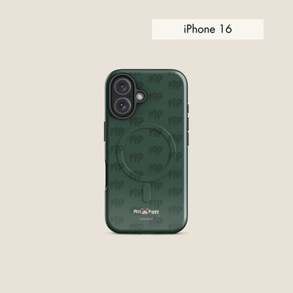 MISS PIGGY MONOGRAM forest green magsafe phone case for iPhone.
