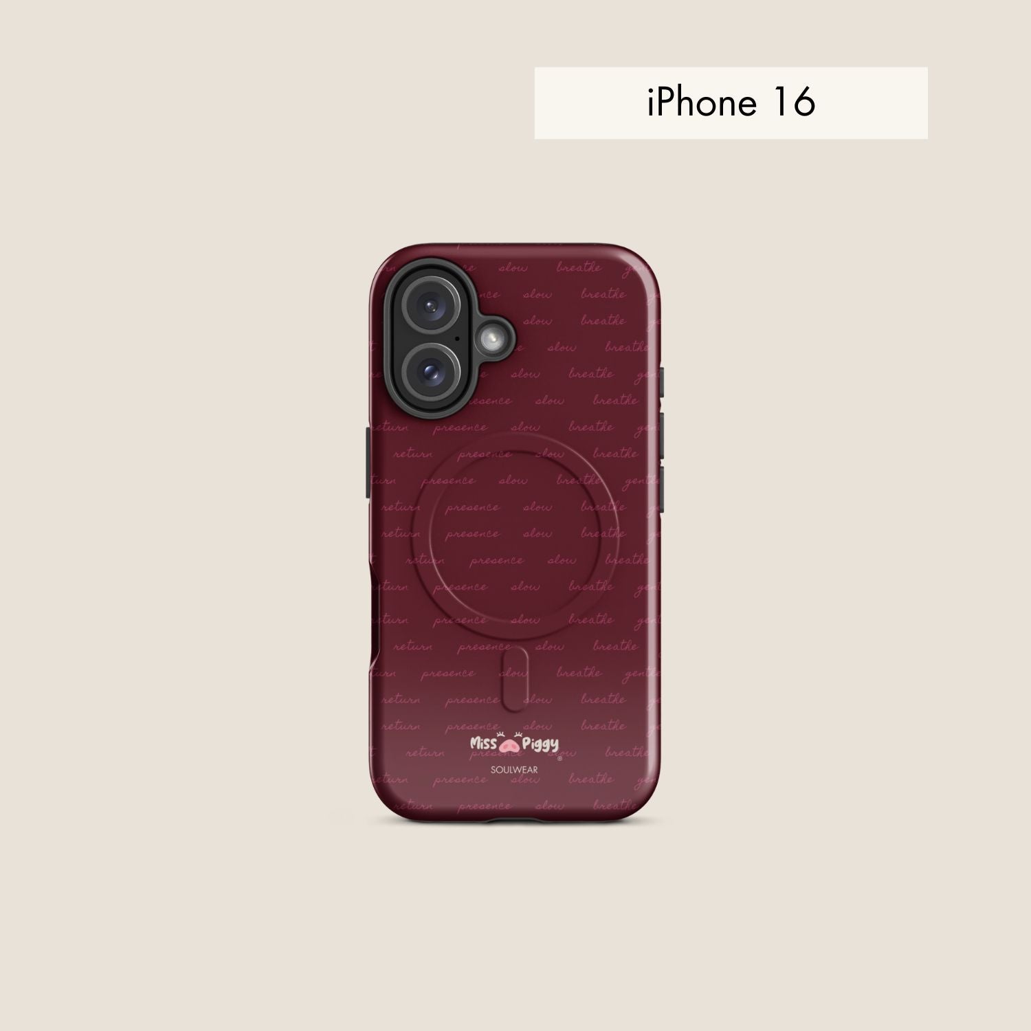 MESSAGE burgundy magsafe phone case for iPhone.