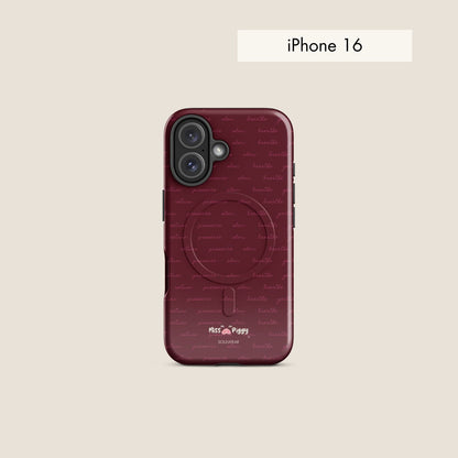 MESSAGE burgundy magsafe phone case for iPhone.