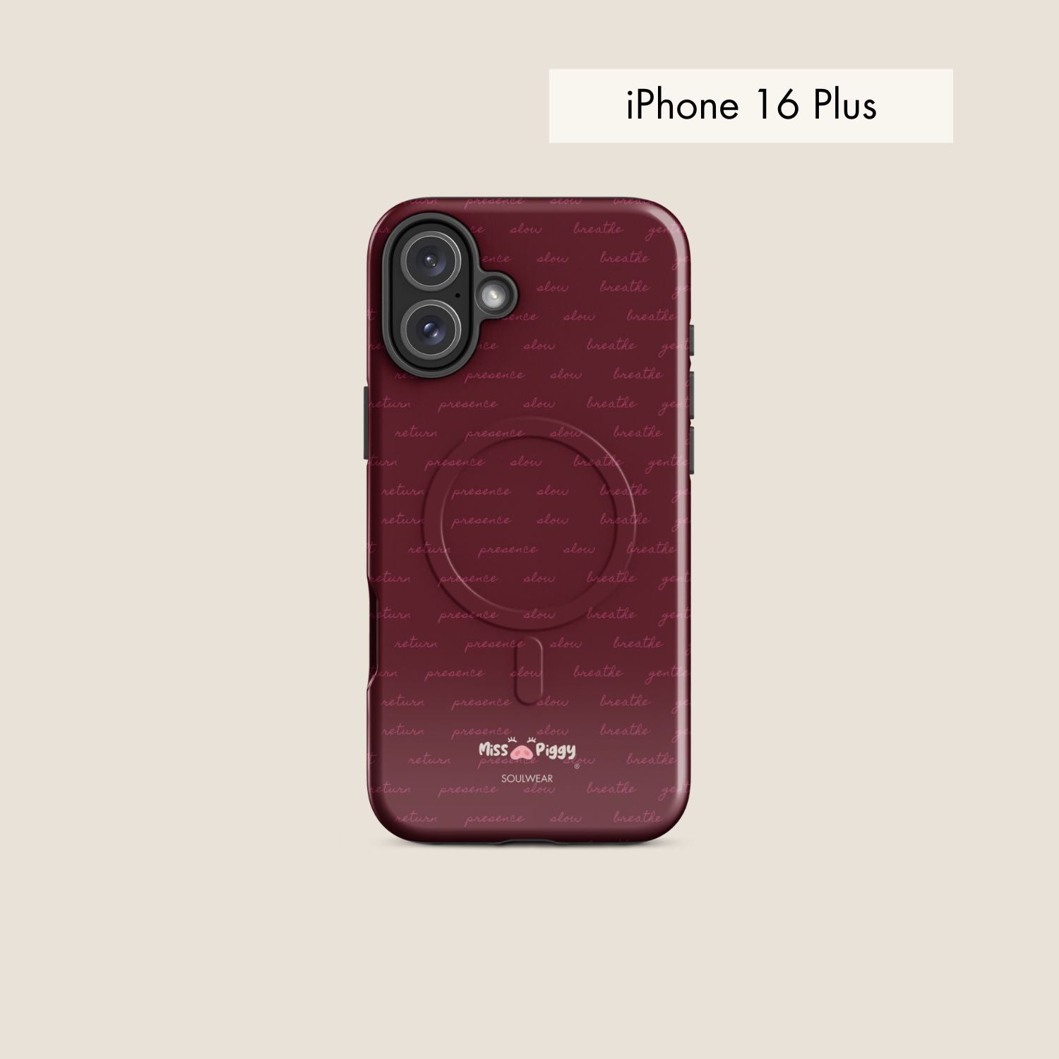 MESSAGE burgundy magsafe phone case for iPhone.