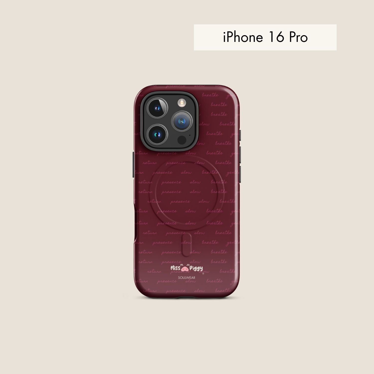 MESSAGE burgundy magsafe phone case for iPhone.