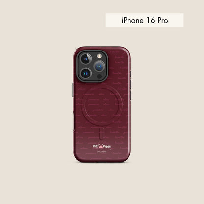 MESSAGE burgundy magsafe phone case for iPhone.