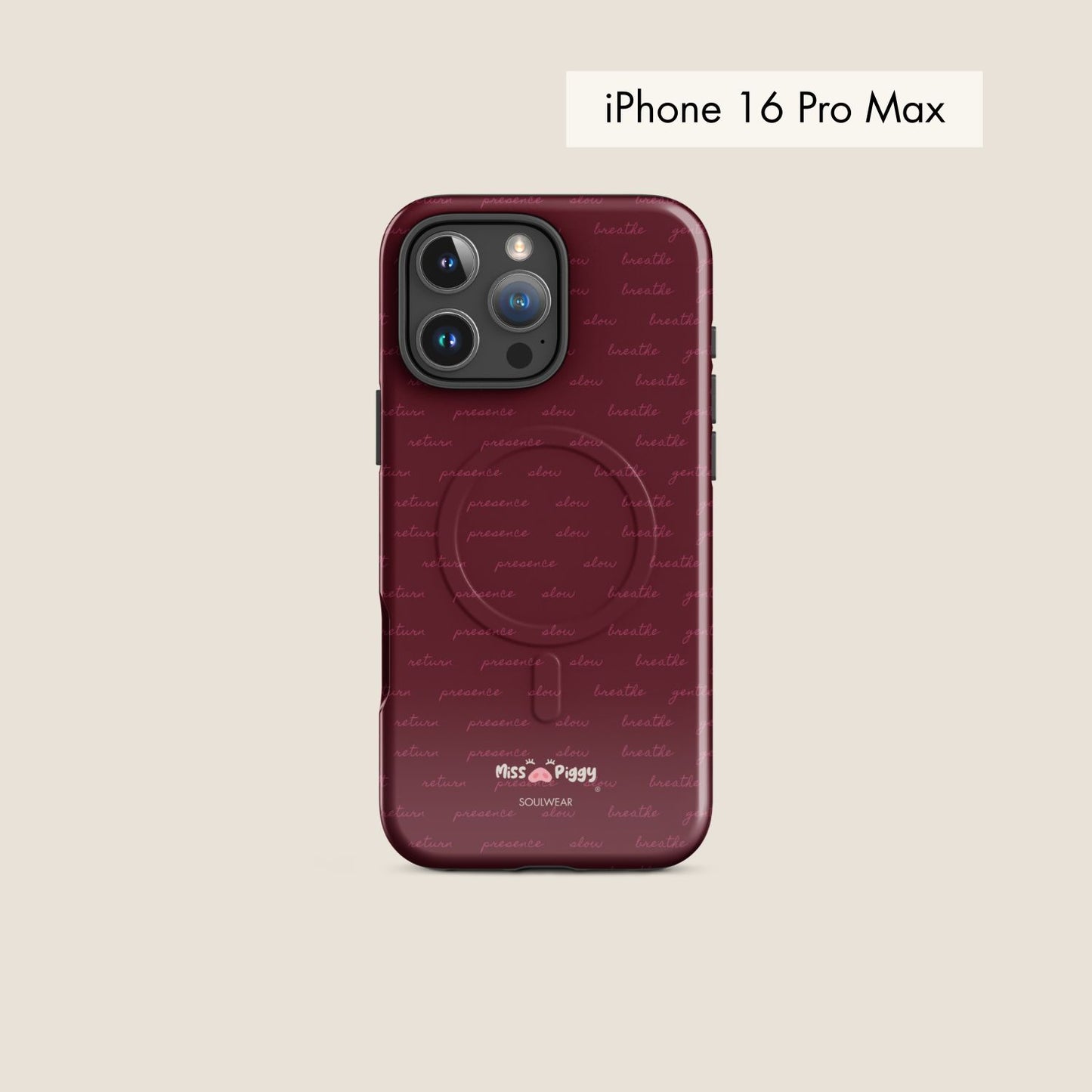 MESSAGE burgundy magsafe phone case for iPhone.