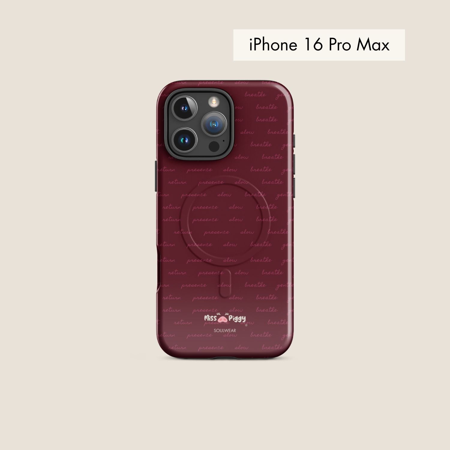 MESSAGE burgundy magsafe phone case for iPhone.
