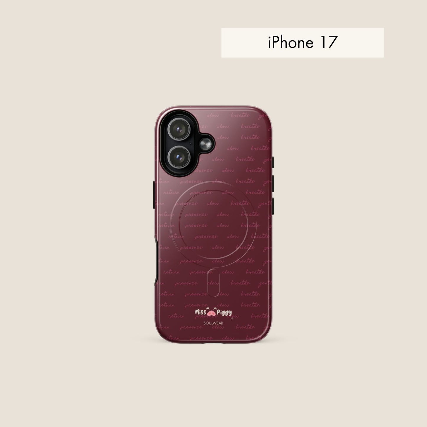 MESSAGE burgundy magsafe phone case for iPhone.