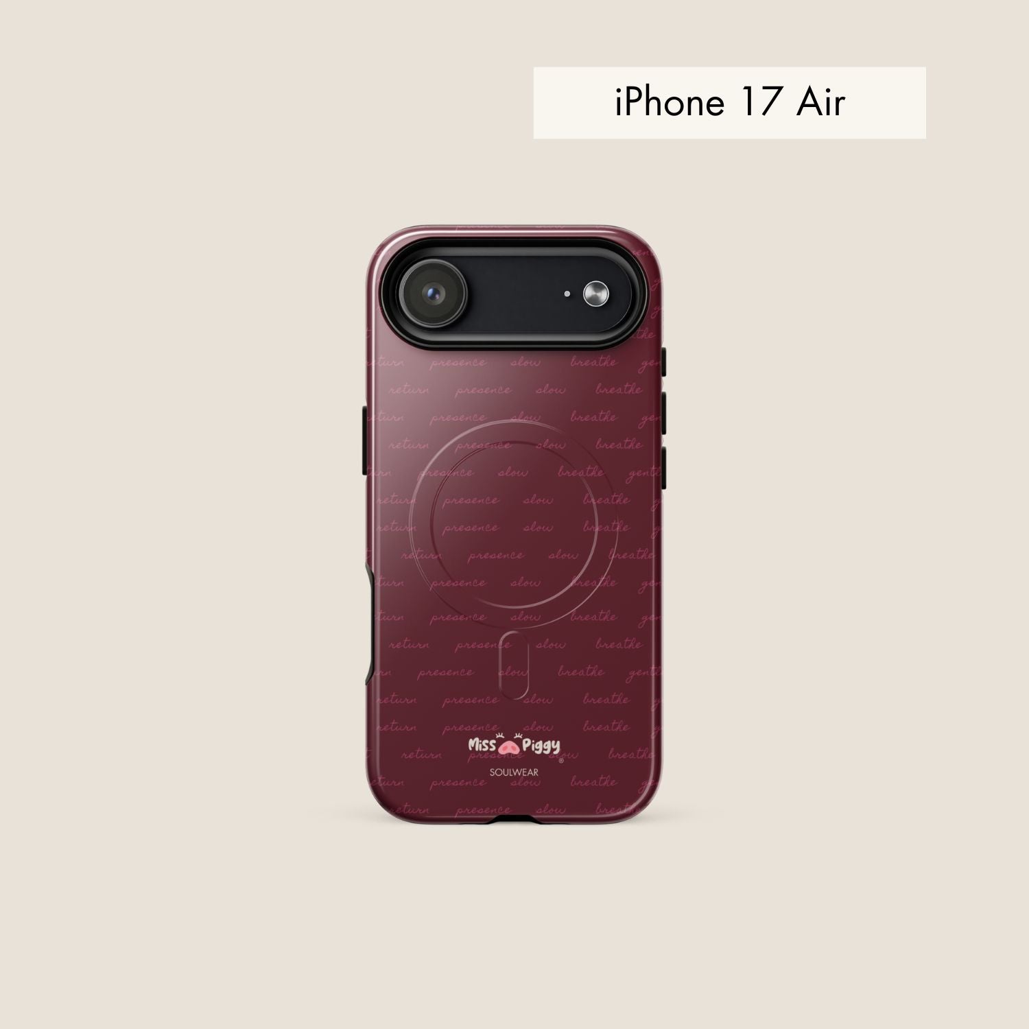 MESSAGE burgundy magsafe phone case for iPhone.